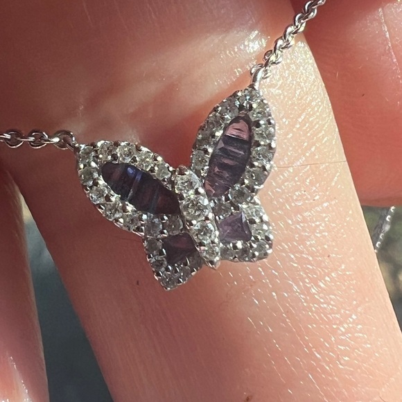 Nicole rose jewelry diamond purple sapphire butterfly necklace - Picture 14 of 16